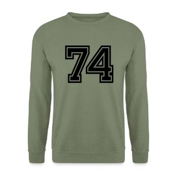 74 - Unisex Pullover - Armeegrün - Vorne - Alina (178cm) & Michal (187cm)