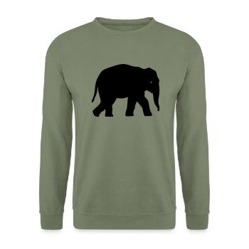 L'éléphant Silhouette - Sweat-shirt Unisexe - vert militaire - Devant - Alina (178cm) & Michal (187cm)
