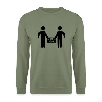 beer_box_f1 - Unisex Pullover - Armeegrün - Vorne - Alina (178cm) & Michal (187cm)