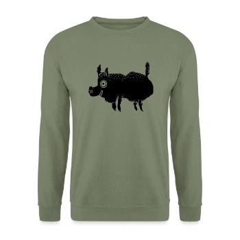 Sanglier - Sweat-shirt Unisexe - vert militaire - Devant - Alina (178cm) & Michal (187cm)