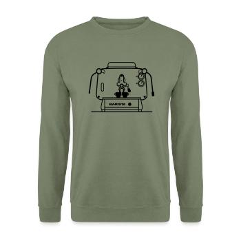 Barista Faema E61 - Unisex Pullover - Armeegrün - Vorne - Alina (178cm) & Michal (187cm)