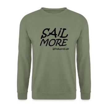 sail more work less motiv - Unisex Pullover - Armeegrün - Vorne - Alina (178cm) & Michal (187cm)