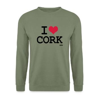 i love cork by wam - Unisex Sweatshirt - army green - Front - Alina (178cm) & Michal (187cm)