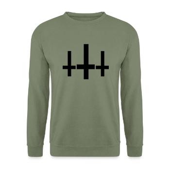 Kreuz - Unisex Pullover - Armeegrün - Vorne - Alina (178cm) & Michal (187cm)