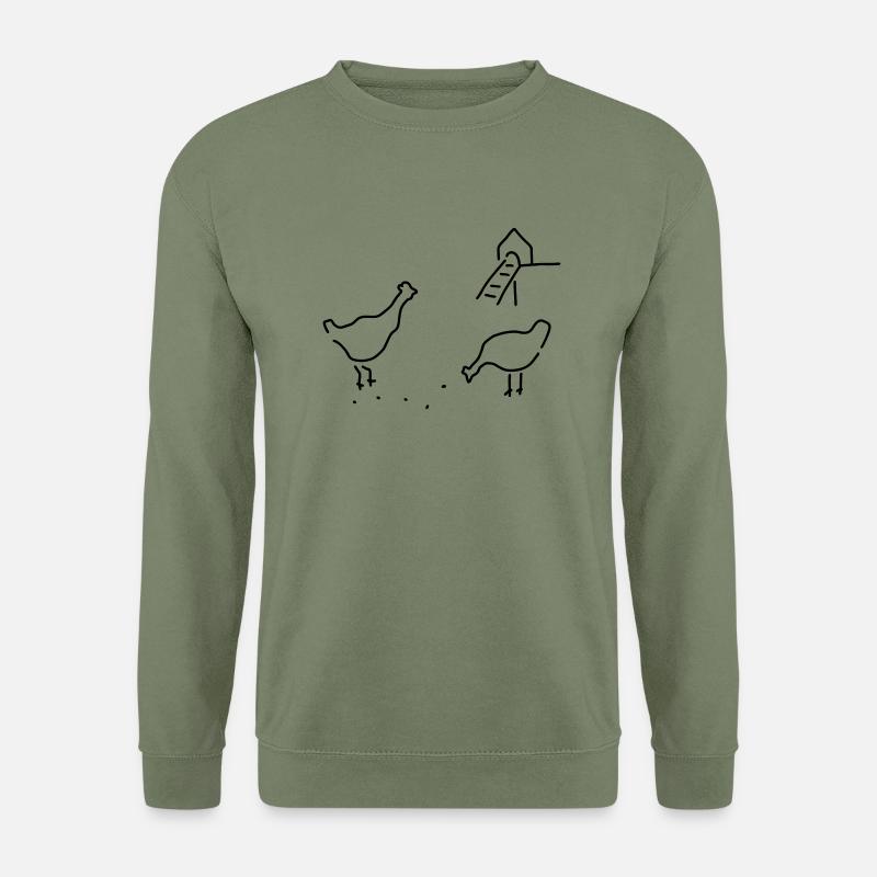 hühner beim picken - Unisex Pullover - Armeegrün