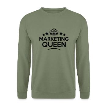 marketing queen keep calm style copy - Unisex Sweatshirt - army green - Front - Alina (178cm) & Michal (187cm)