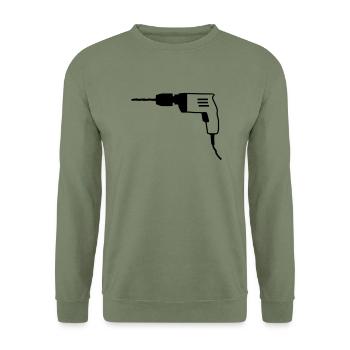 Bohrmaschine - Unisex Pullover - Armeegrün - Vorne - Alina (178cm) & Michal (187cm)