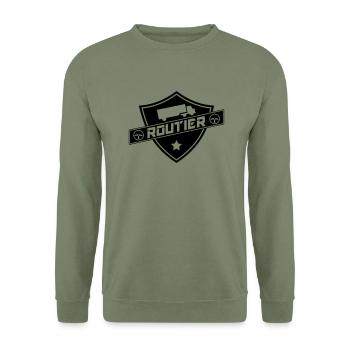 blason routier - Sweat-shirt Unisexe - vert militaire - Devant - Alina (178cm) & Michal (187cm)
