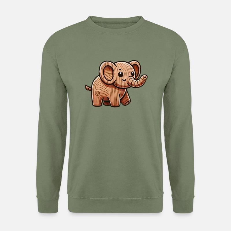 holz elefant - Unisex Pullover - Armeegrün