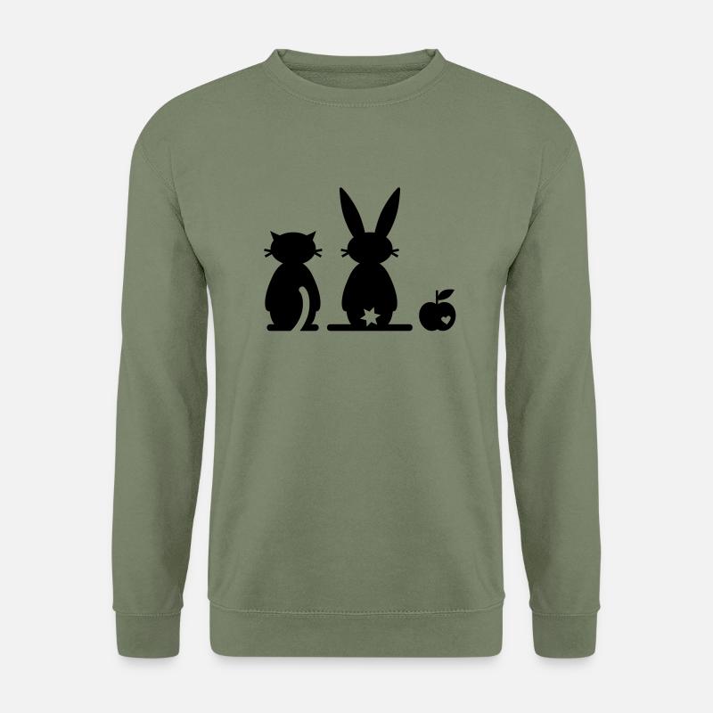 Rabbit cat apple - Unisex Sweatshirt - army green