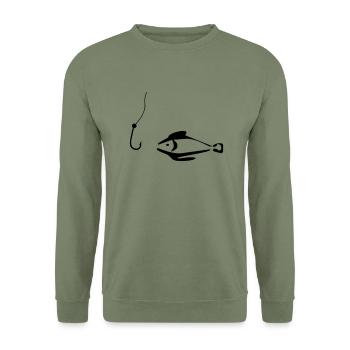 Fishing, angling, fish, fish hooks, sea, ice - Unisex Sweatshirt - army green - Front - Alina (178cm) & Michal (187cm)