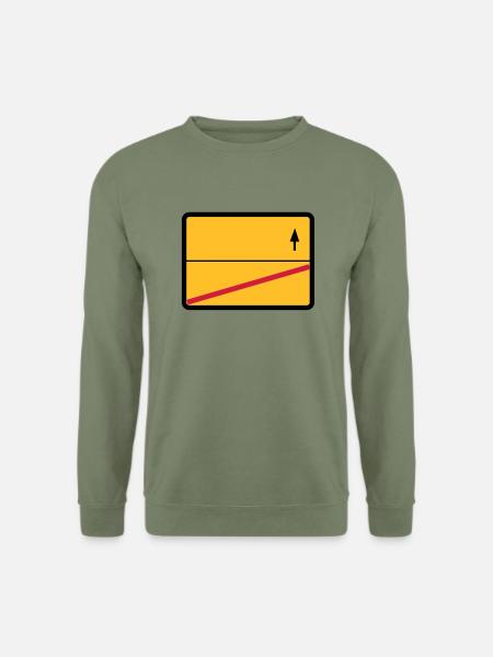 Ein-/Ausgangsschild mit deinem Text - Unisex Pullover - Armeegrün
