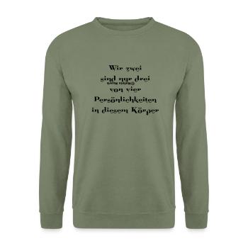wir zwei drei vier Persönlichkeiten - Unisex Pullover - Armeegrün - Vorne - Alina (178cm) & Michal (187cm)