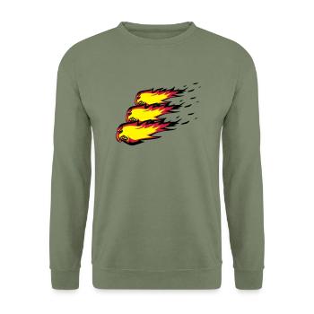 Fire flame fireball formation agro - Unisex Sweatshirt - army green - Front - Alina (178cm) & Michal (187cm)