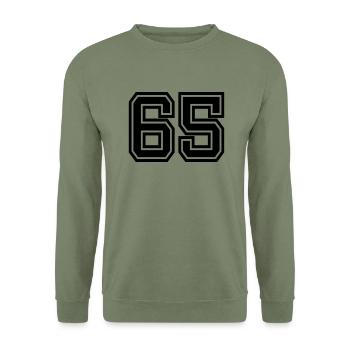 65 - Unisex Pullover - Armeegrün - Vorne - Alina (178cm) & Michal (187cm)