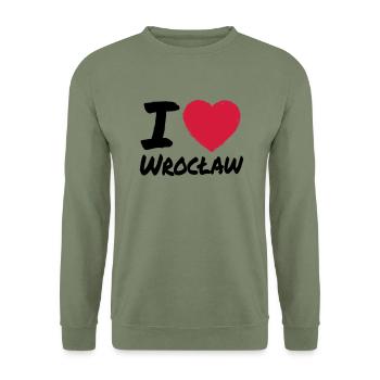 I Love Wroclaw - Unisex Pullover - Armeegrün - Vorne - Alina (178cm) & Michal (187cm)