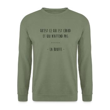 qu'est ce qui est chaud & qui n'attend pas la bouf - Sweat-shirt Unisexe - vert militaire - Devant - Alina (178cm) & Michal (187cm)