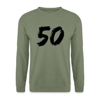 Brushed 50 - Unisex Pullover - Armeegrün - Vorne - Alina (178cm) & Michal (187cm)