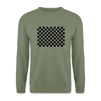 Damier - Sweat-shirt Unisexe - vert militaire - Devant - Alina (178cm) & Michal (187cm)