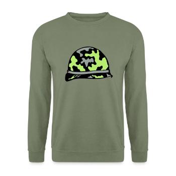 military helmet military helmet 2 - Unisex Sweatshirt - army green - Front - Alina (178cm) & Michal (187cm)