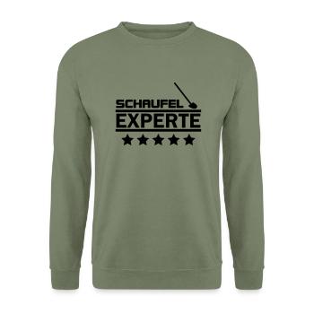 schaufel experte - Unisex Pullover - Armeegrün - Vorne - Alina (178cm) & Michal (187cm)