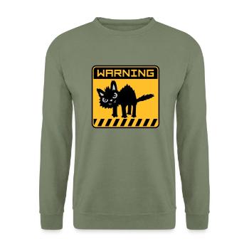 Warning dangerous cat - Unisex Sweatshirt - army green - Front - Alina (178cm) & Michal (187cm)