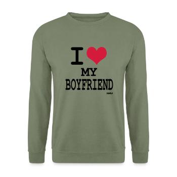 j'aime mon ami par wam - Sweat-shirt Unisexe - vert militaire - Devant - Alina (178cm) & Michal (187cm)