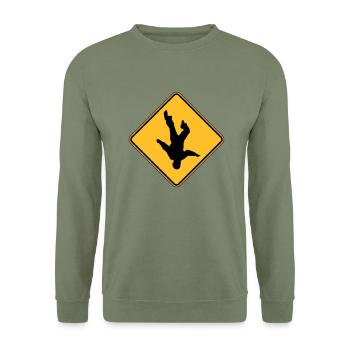 ROAD SIGN Skydive - Sweat-shirt Unisexe - vert militaire - Devant - Alina (178cm) & Michal (187cm)