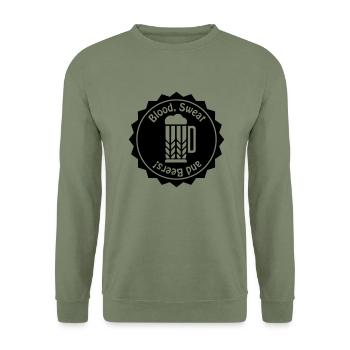 Blood, Sweat and Beer - Unisex Pullover - Armeegrün - Vorne - Alina (178cm) & Michal (187cm)