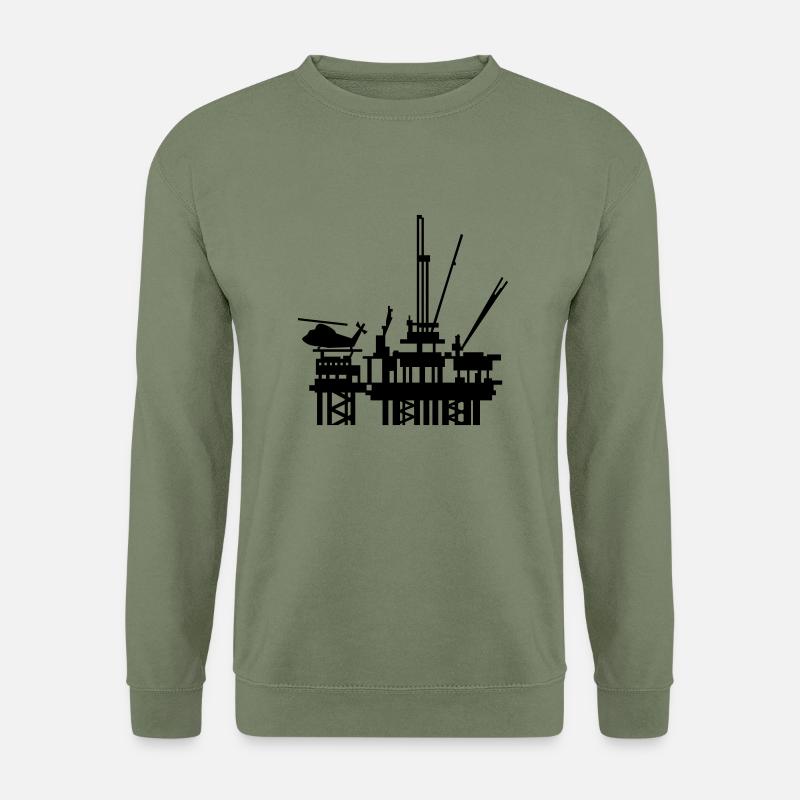 Ölplattform / offshore oil rig (1c) - Unisex Pullover - Armeegrün
