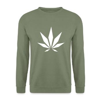 White Cannabis - Unisex Pullover - Armeegrün - Vorne - Alina (178cm) & Michal (187cm)