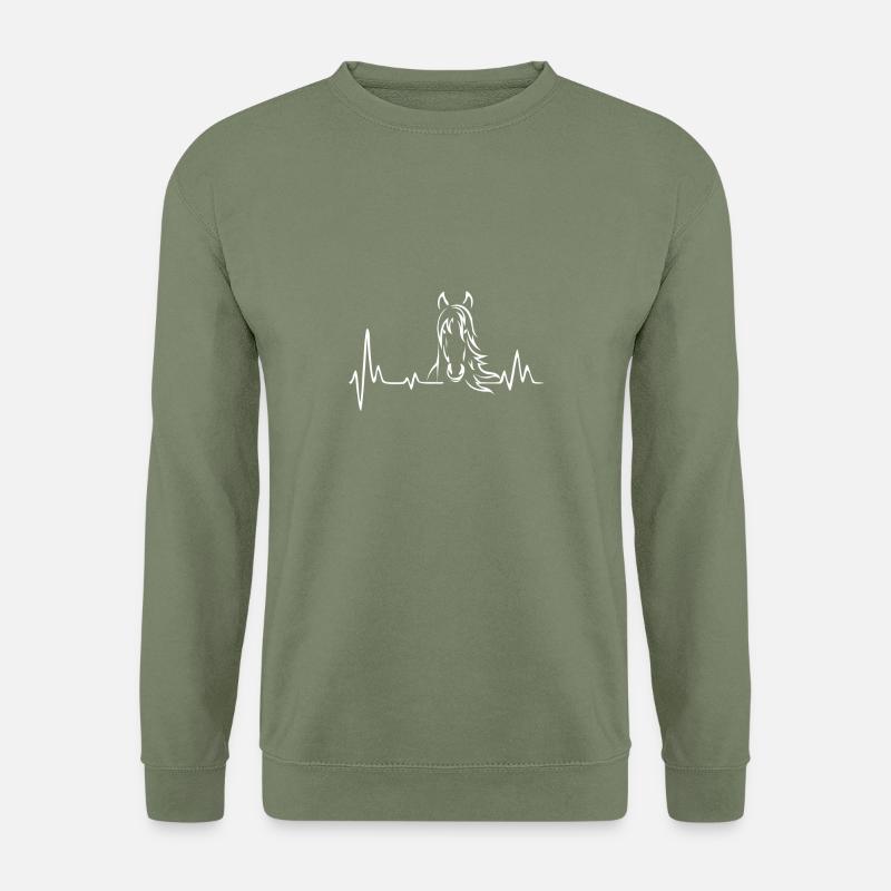 Herzschlag Herzfrequenz Pferde - Unisex Pullover - Armeegrün