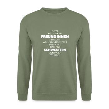 Freundinnen - Unisex Pullover - Armeegrün - Vorne - Alina (178cm) & Michal (187cm)