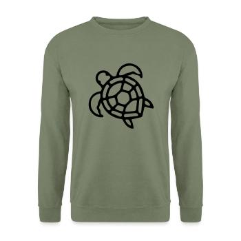 Schildkröte Outlines - Unisex Pullover - Armeegrün - Vorne - Alina (178cm) & Michal (187cm)