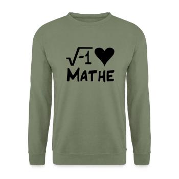 I love MATHE - Unisex Pullover - Armeegrün - Vorne - Alina (178cm) & Michal (187cm)