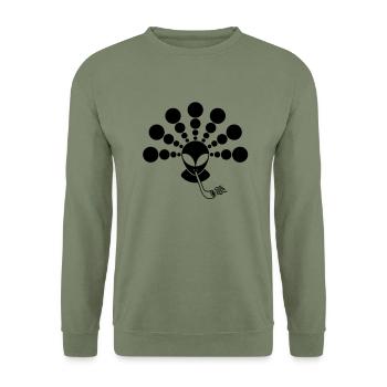 ramtha pipe-smoking alien - Unisex Pullover - Armeegrün - Vorne - Alina (178cm) & Michal (187cm)
