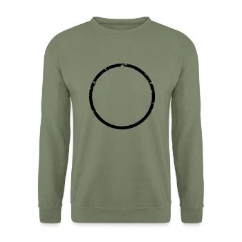 stamp round circle blank - Unisex Pullover - Armeegrün - Vorne - Alina (178cm) & Michal (187cm)