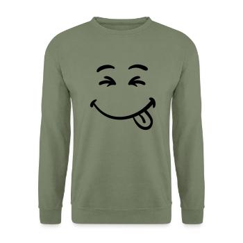 smilie_3__f1 - Sweat-shirt Unisexe - vert militaire - Devant - Alina (178cm) & Michal (187cm)