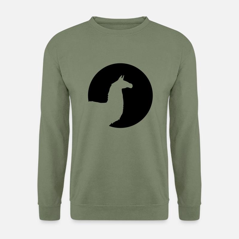 Llama Moon Silhouette - Unisex Pullover - Armeegrün