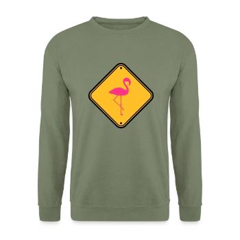 mise en garde mise en garde mise en garde mise en garde bouclier danger fla - Sweat-shirt Unisexe - vert militaire - Devant - Alina (178cm) & Michal (187cm)