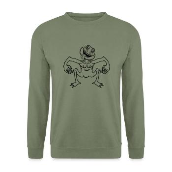 verrueckt daemon gnom klein horror halloween gesic - Unisex Pullover - Armeegrün - Vorne - Alina (178cm) & Michal (187cm)