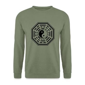 Bagua, Pa-kua, Yin Yang, Chi, Feng Shui, Kampfkuns - Unisex Pullover - Armeegrün - Vorne - Alina (178cm) & Michal (187cm)