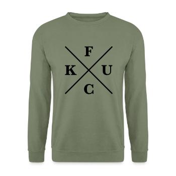 f u c k - Unisex Pullover - Armeegrün - Vorne - Alina (178cm) & Michal (187cm)