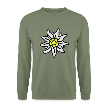 edelweiss - - wiesn - münchen - bier - Unisex Pullover - Armeegrün - Vorne - Alina (178cm) & Michal (187cm)