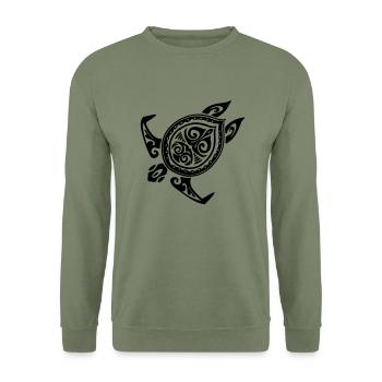 Schildkröte - Unisex Pullover - Armeegrün - Vorne - Alina (178cm) & Michal (187cm)