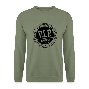 vip_member_zy1 - Unisex Pullover - Armeegrün - Vorne - Alina (178cm) & Michal (187cm)