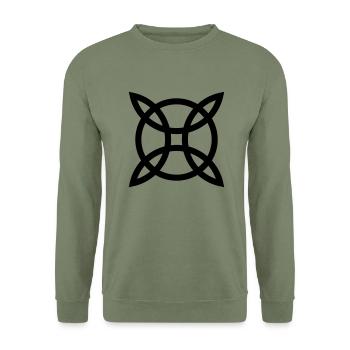 Witch`s Knot, Power of 4 elements - Binding Rune - Sweat-shirt Unisexe - vert militaire - Devant - Alina (178cm) & Michal (187cm)