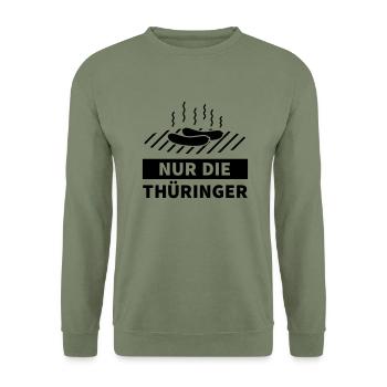 Thüringer Bratwurst - Unisex Pullover - Armeegrün - Vorne - Alina (178cm) & Michal (187cm)