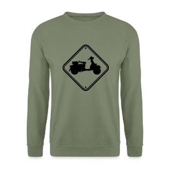 note signe scooter prudence zone danger clipart - Sweat-shirt Unisexe - vert militaire - Devant - Alina (178cm) & Michal (187cm)