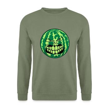 melone wassermelone monster gesicht horror hallowe - Unisex Pullover - Armeegrün - Vorne - Alina (178cm) & Michal (187cm)